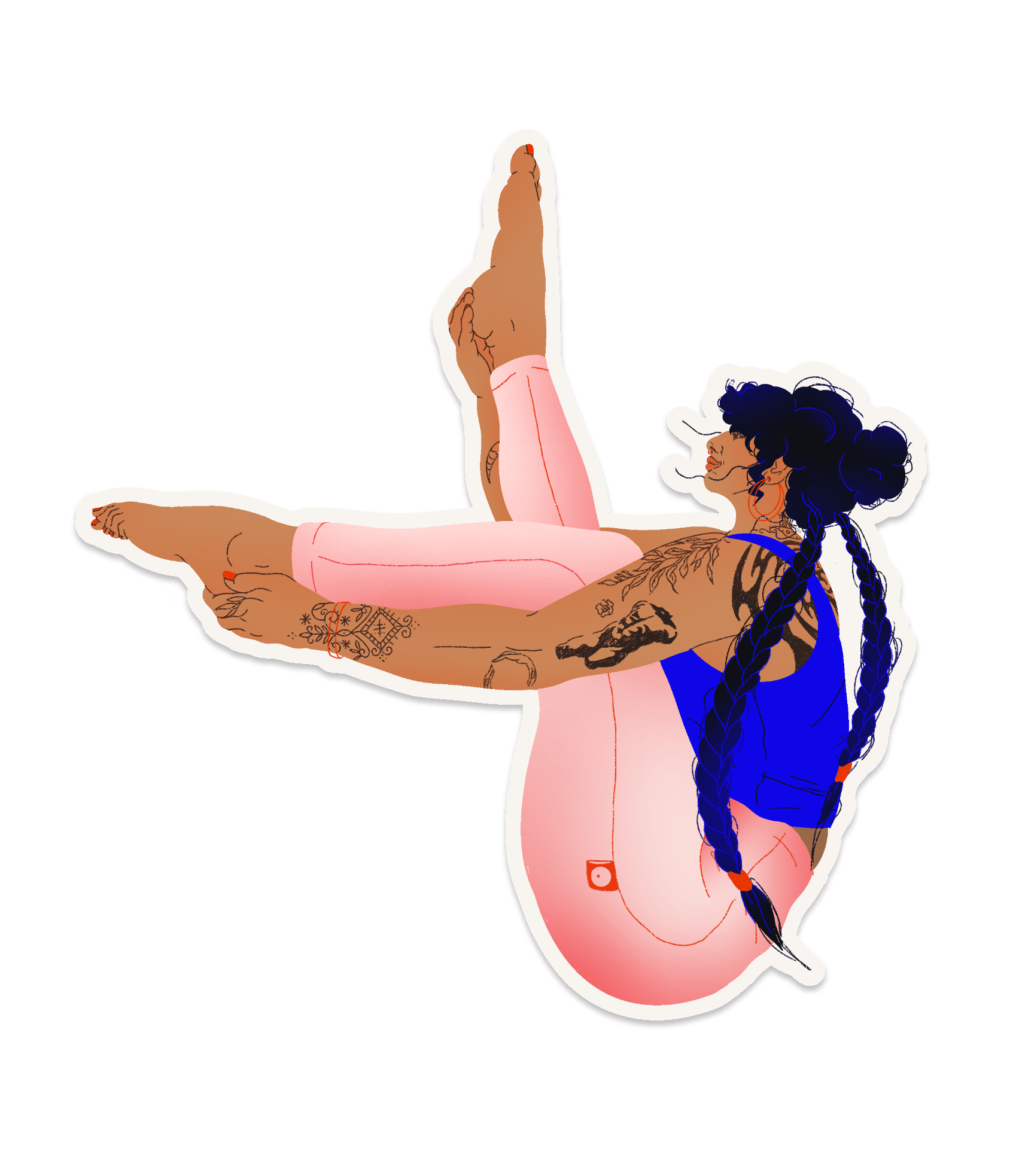 Sticker illustration of Olive doing yoga