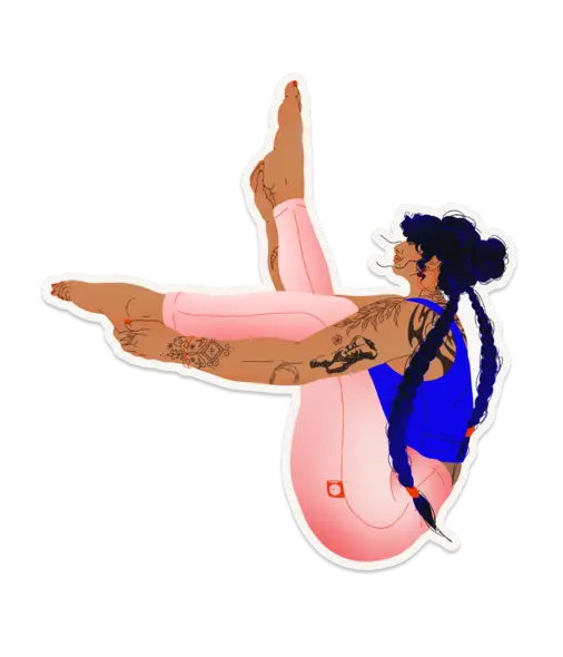 Sticker illustration of Olive doing yoga